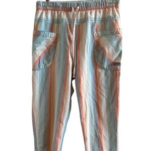 KAVA Women’s Woodside Pants Pastel Stripe High Rise Cotton Pants Size Large Boho